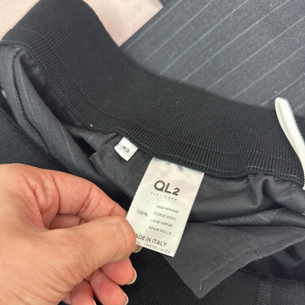 QL2 Womens 100% Wool Blue Gray Pinstripe Straight Leg Pants Trousers Size 6 - Picture 7 of 8